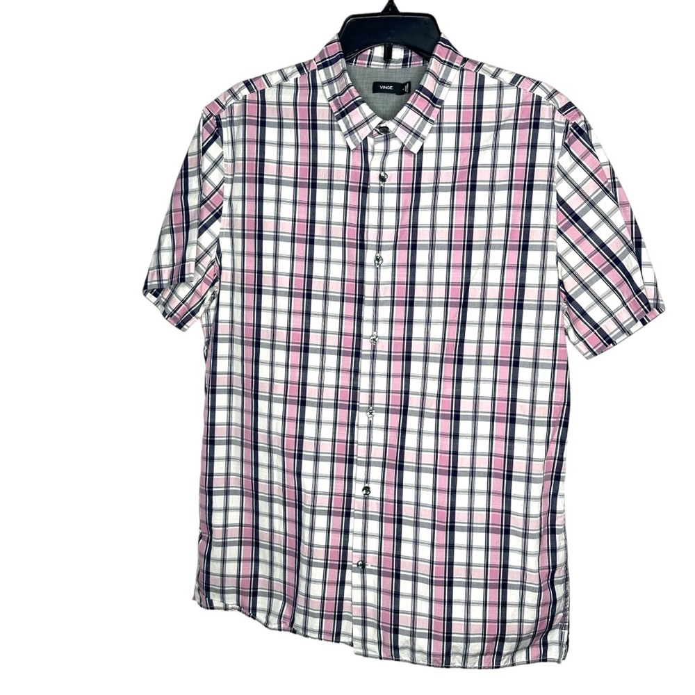 Vince Pink and Blue Casual Button Down Shirt, Large